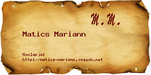 Matics Mariann névjegykártya