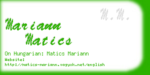 mariann matics business card